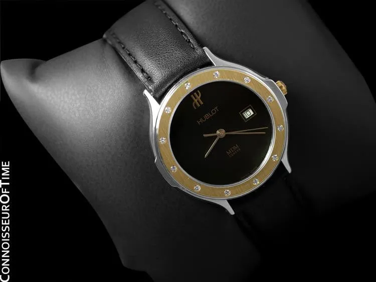 Hublot MDM Two-Tone Midsize Mens Watch - Stainless Steel, 18K Gold & Diamonds