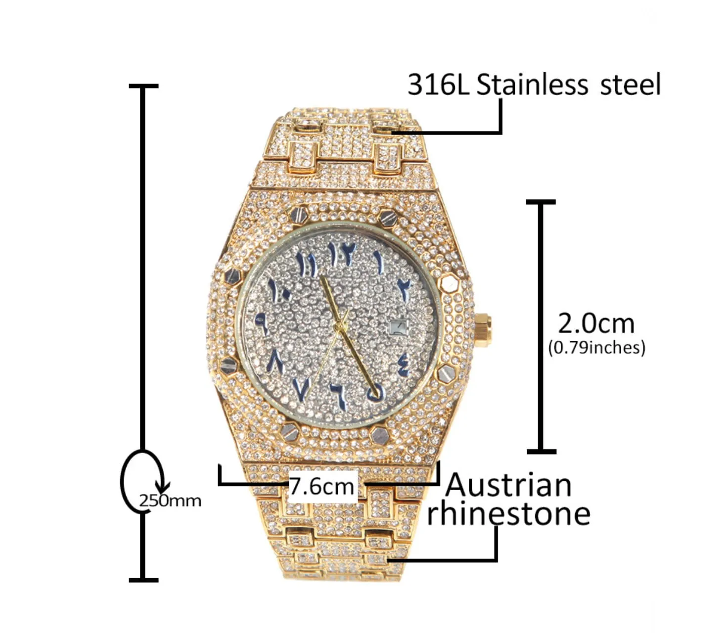 Iced Out watches | Iced Out Watch | Arabic Dial Watch | Diamond Watch | Hip Hop Watch | Buss Down Diamond Watch | Big Octogon Watch