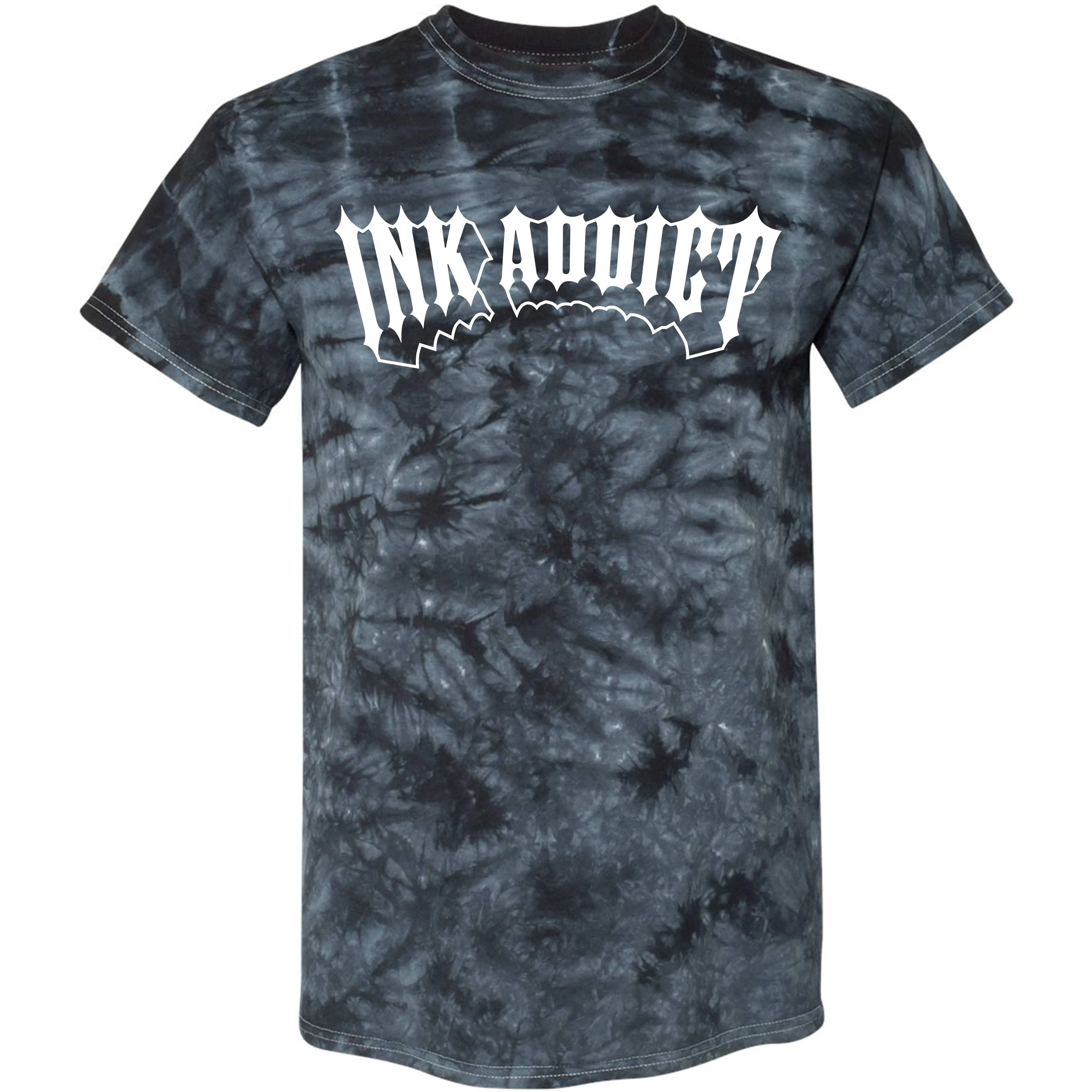 InkAddict MENS RETRO METAL I BLACK TIE DYE Tee Shirt
