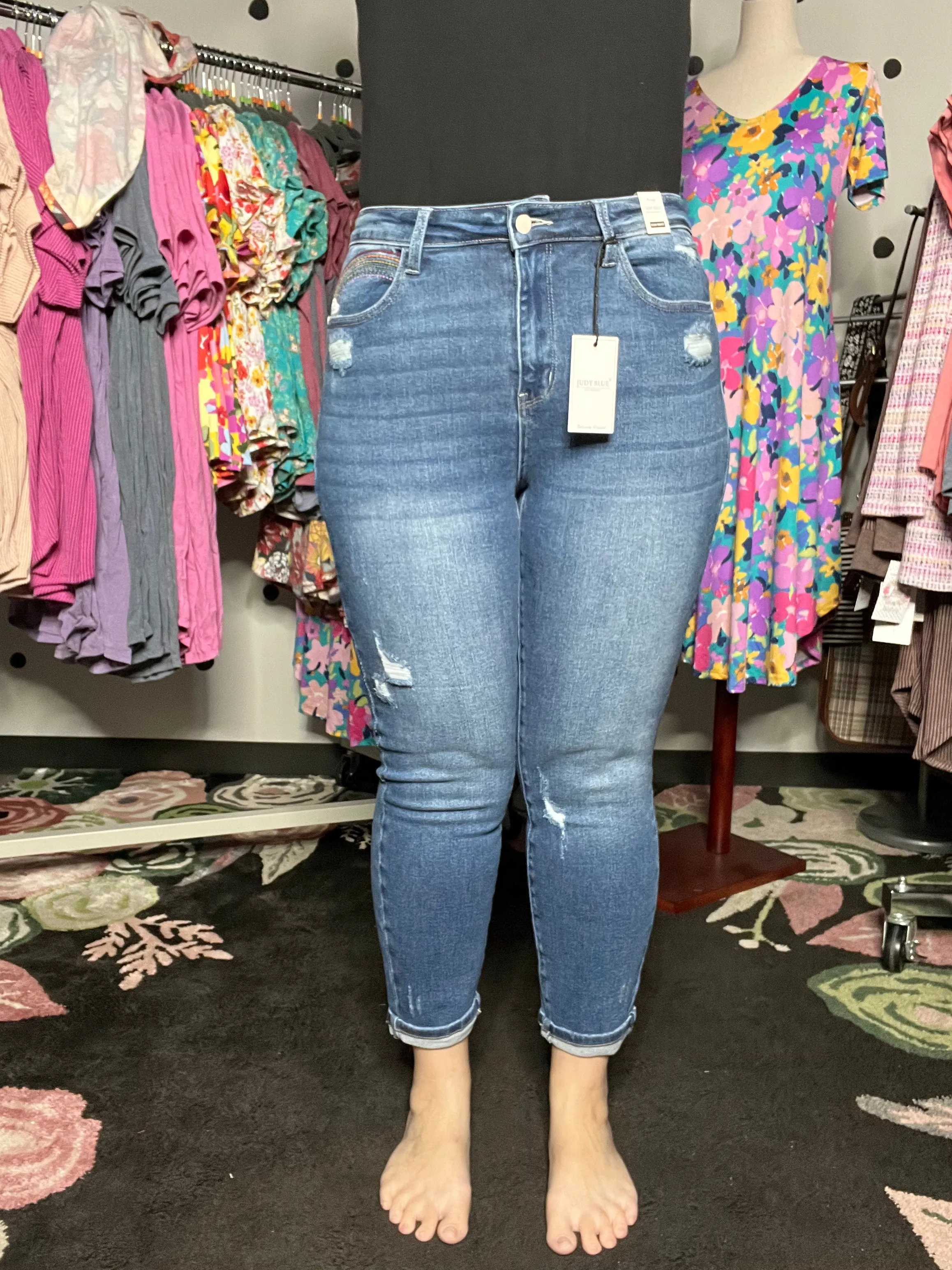 Judy Blue | Rainbow Embroidered Straight Leg