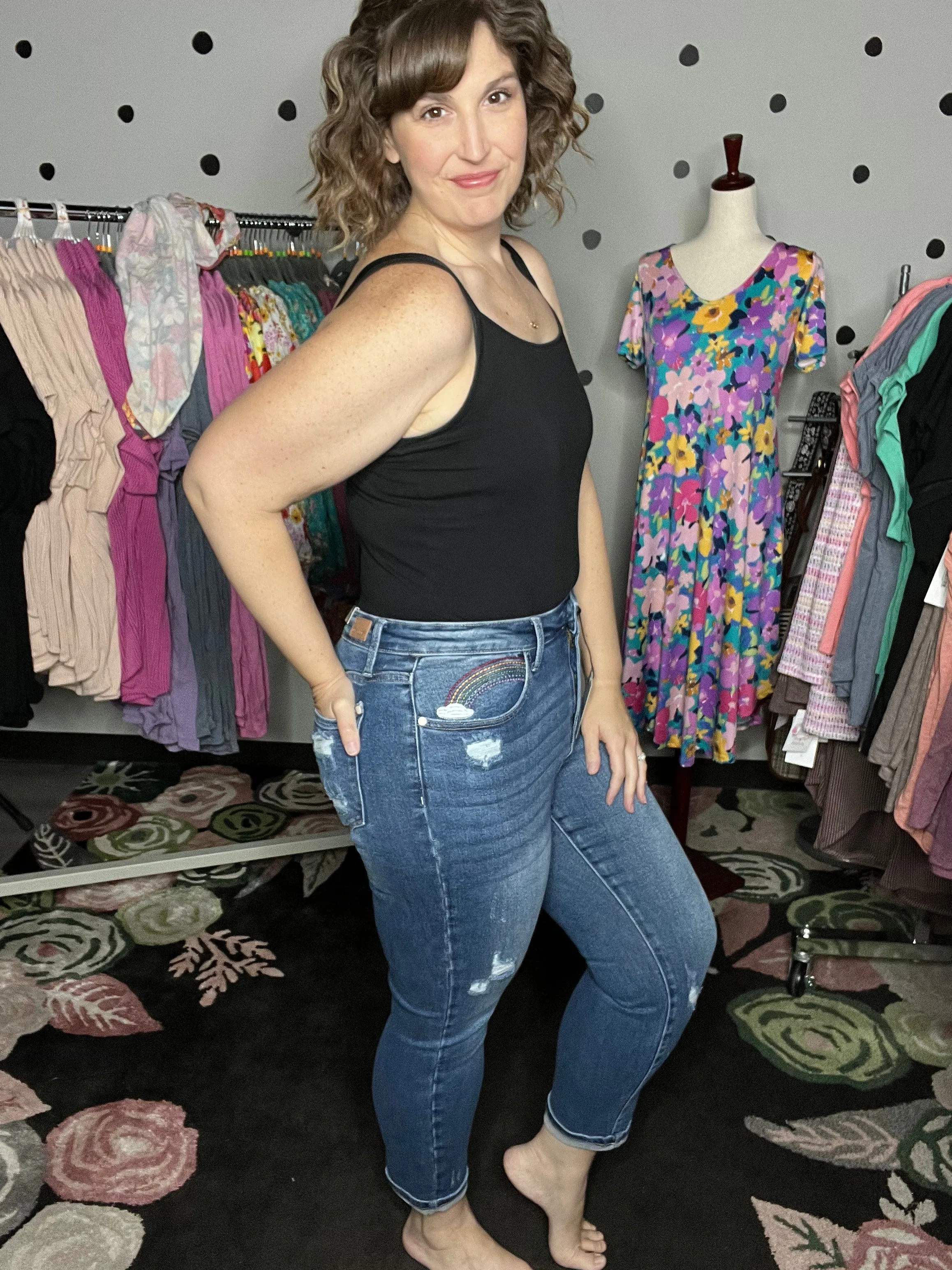 Judy Blue | Rainbow Embroidered Straight Leg