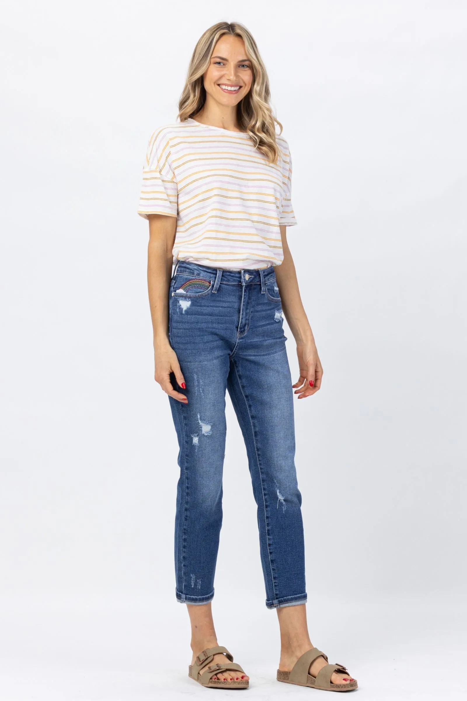 Judy Blue | Rainbow Embroidered Straight Leg