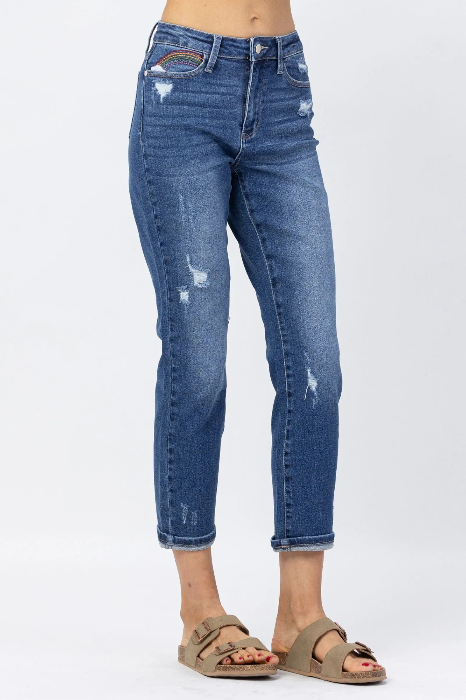 Judy Blue | Rainbow Embroidered Straight Leg