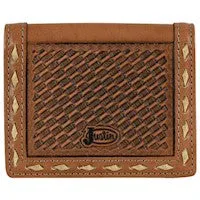 Justin Front Pocket Bifold Wallet Basket Weave Tooled