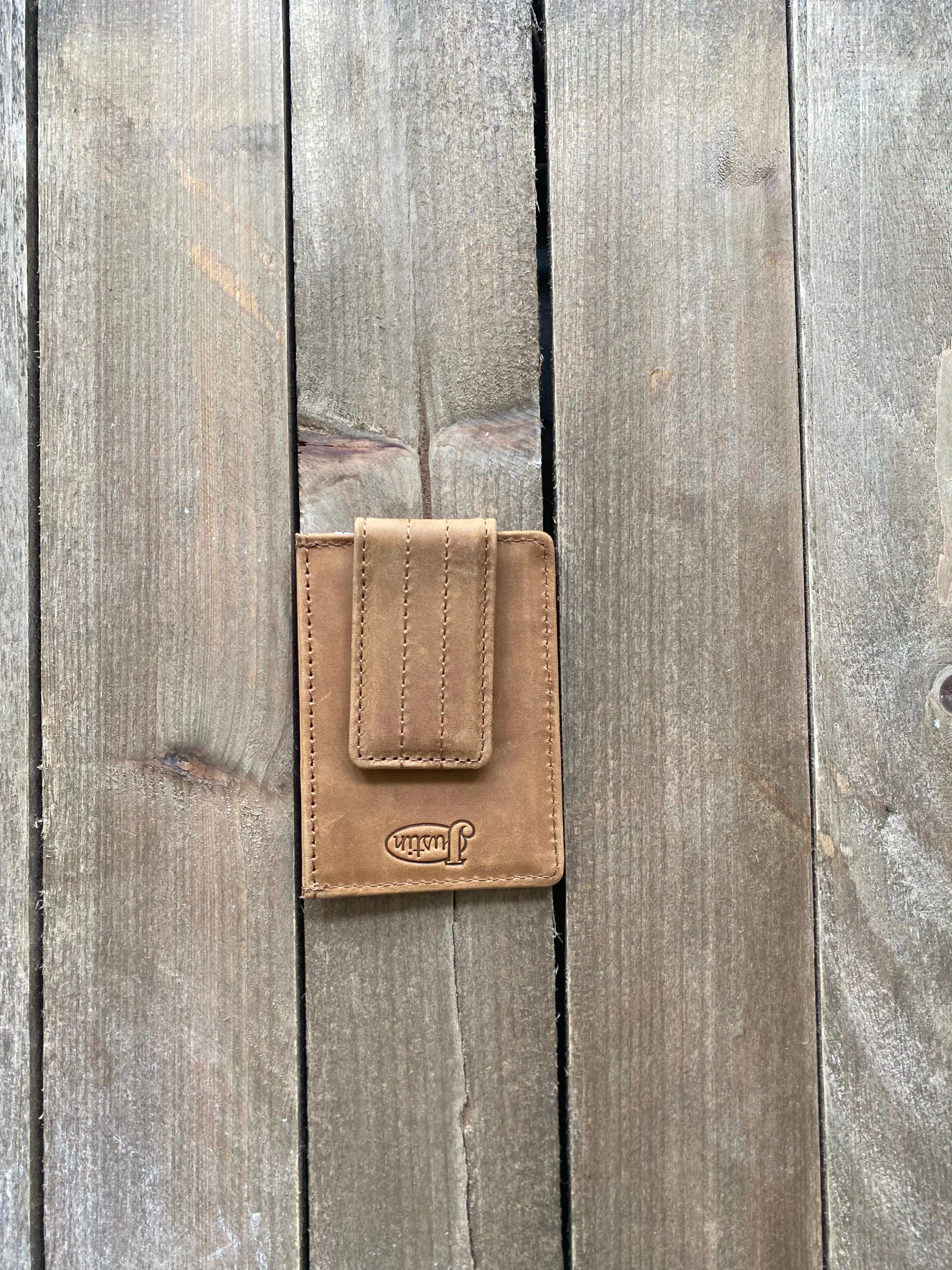 Justin's Card Wallet With Magnetic Clip Serape Inlay