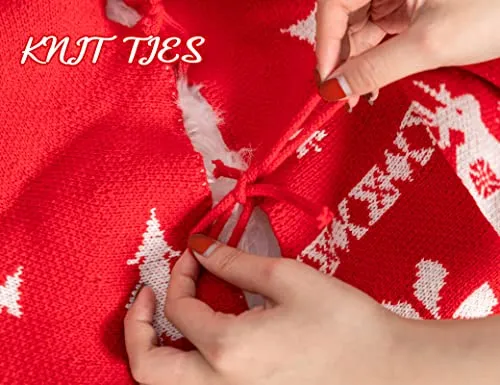 KD KIDPAR 36" Christmas Tree Skirt Knit Knitted Thick Rustic Tree Skirt for Xmas Holiday Tree Decorations and Orname Home Décor