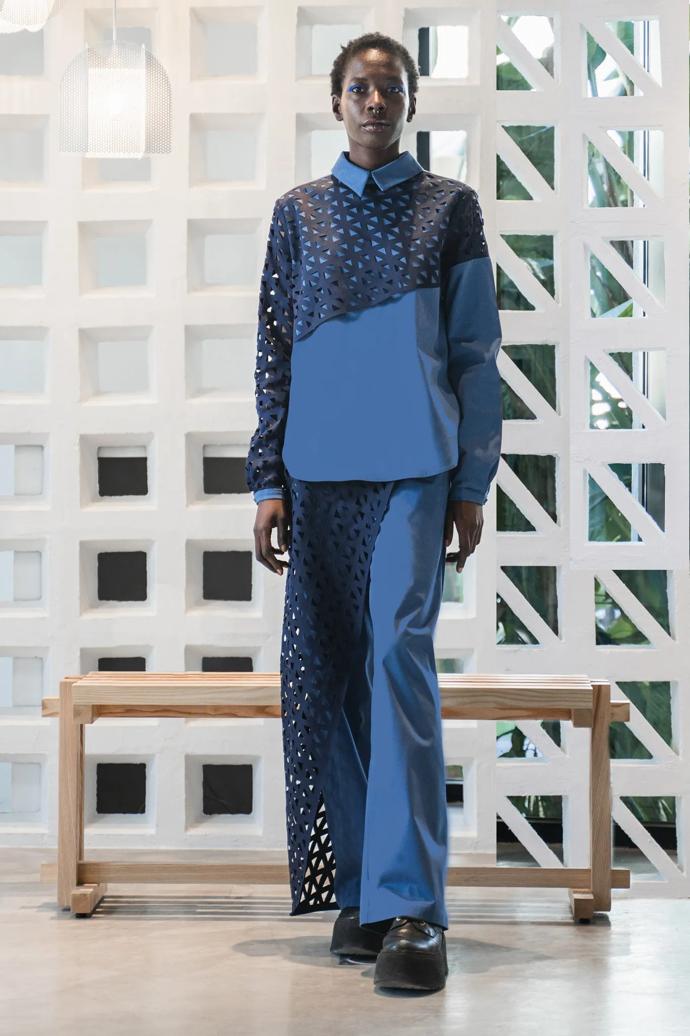 Kirigami architectural pants bicolor