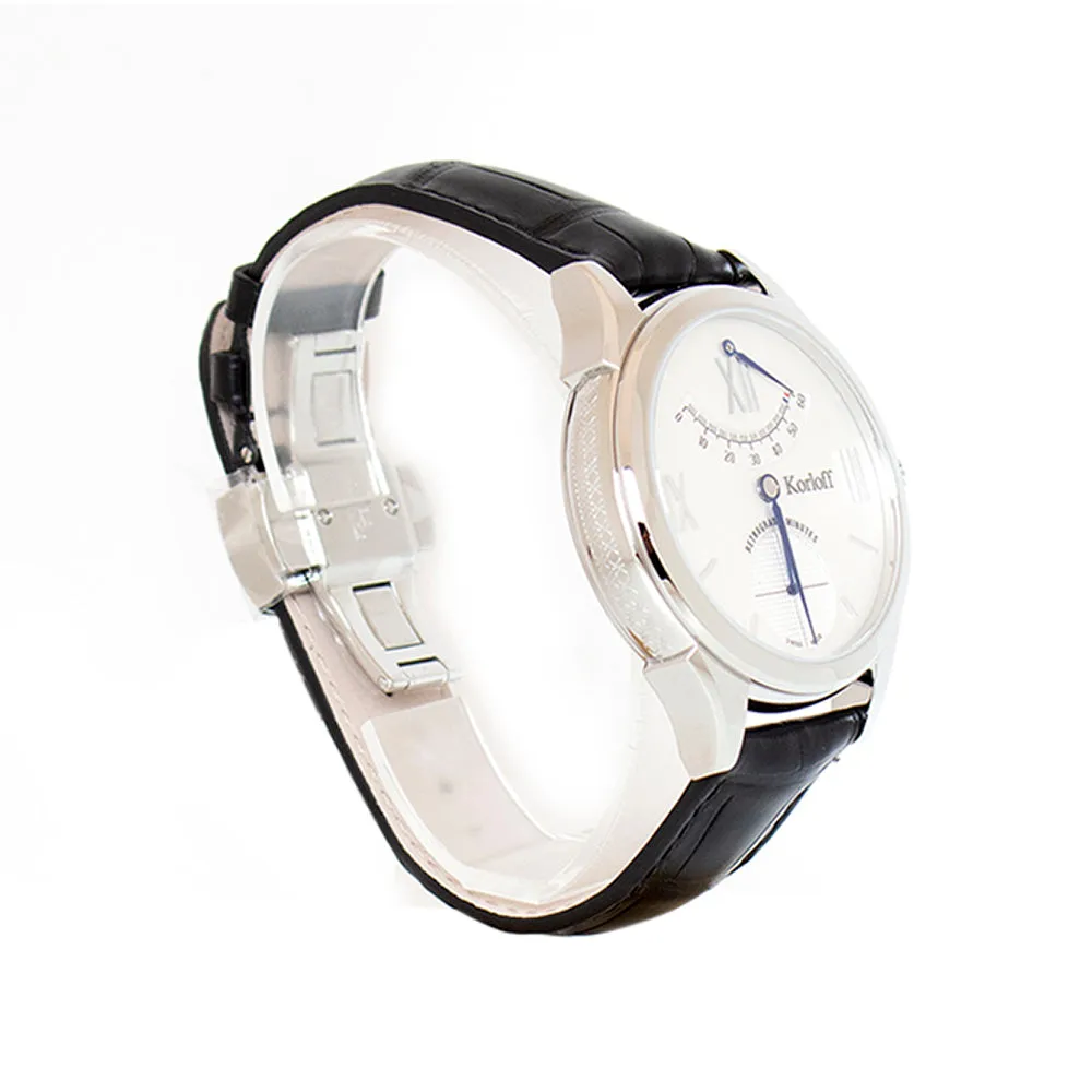 Korloff Watch Black Alligator Leather Strap & Sapphire Crystall