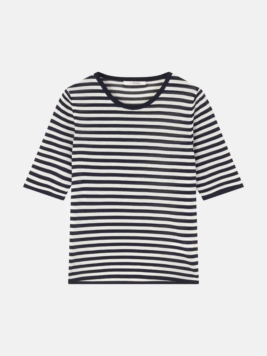 Kristin T-Shirt - Navy & Off White
