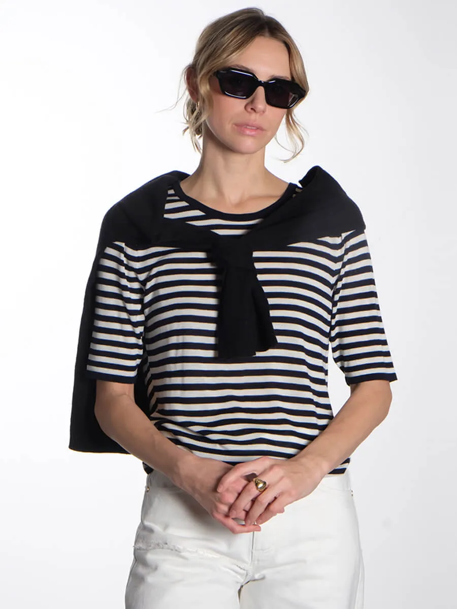 Kristin T-Shirt - Navy & Off White