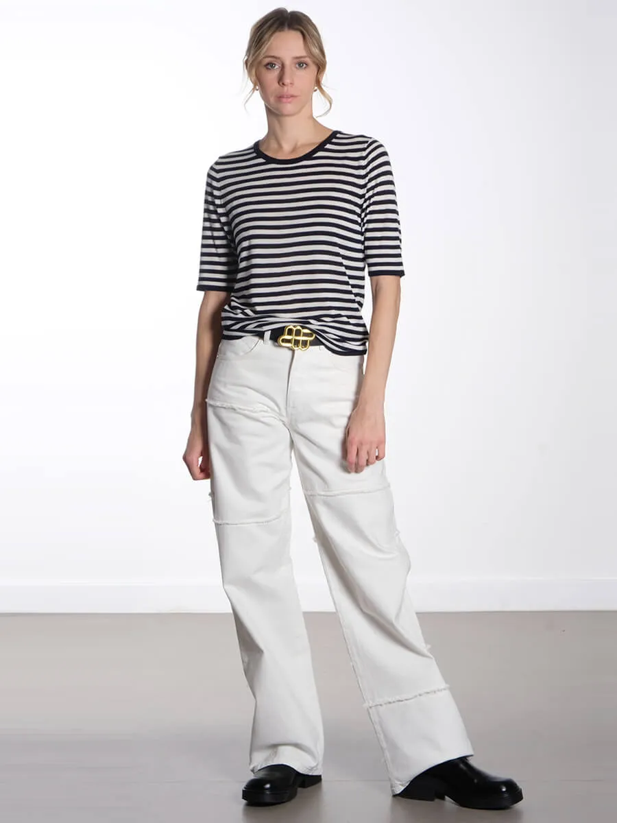 Kristin T-Shirt - Navy & Off White