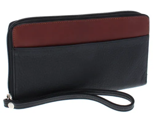 LA LARGE ZIP WALLET BLACK/BRANDY - -