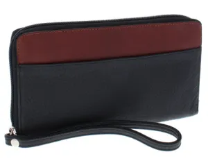 LA LARGE ZIP WALLET BLACK/BRANDY - -