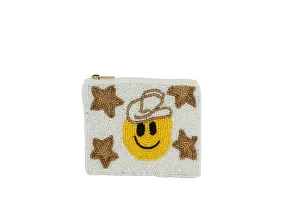 Ladies Fully Beaded HAPPY FACE  Coin Purse