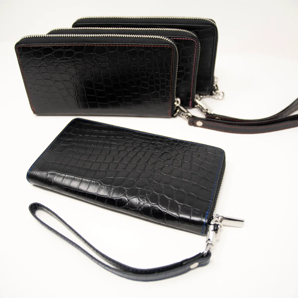 Ladies Mock Crocodile Clutch - Black