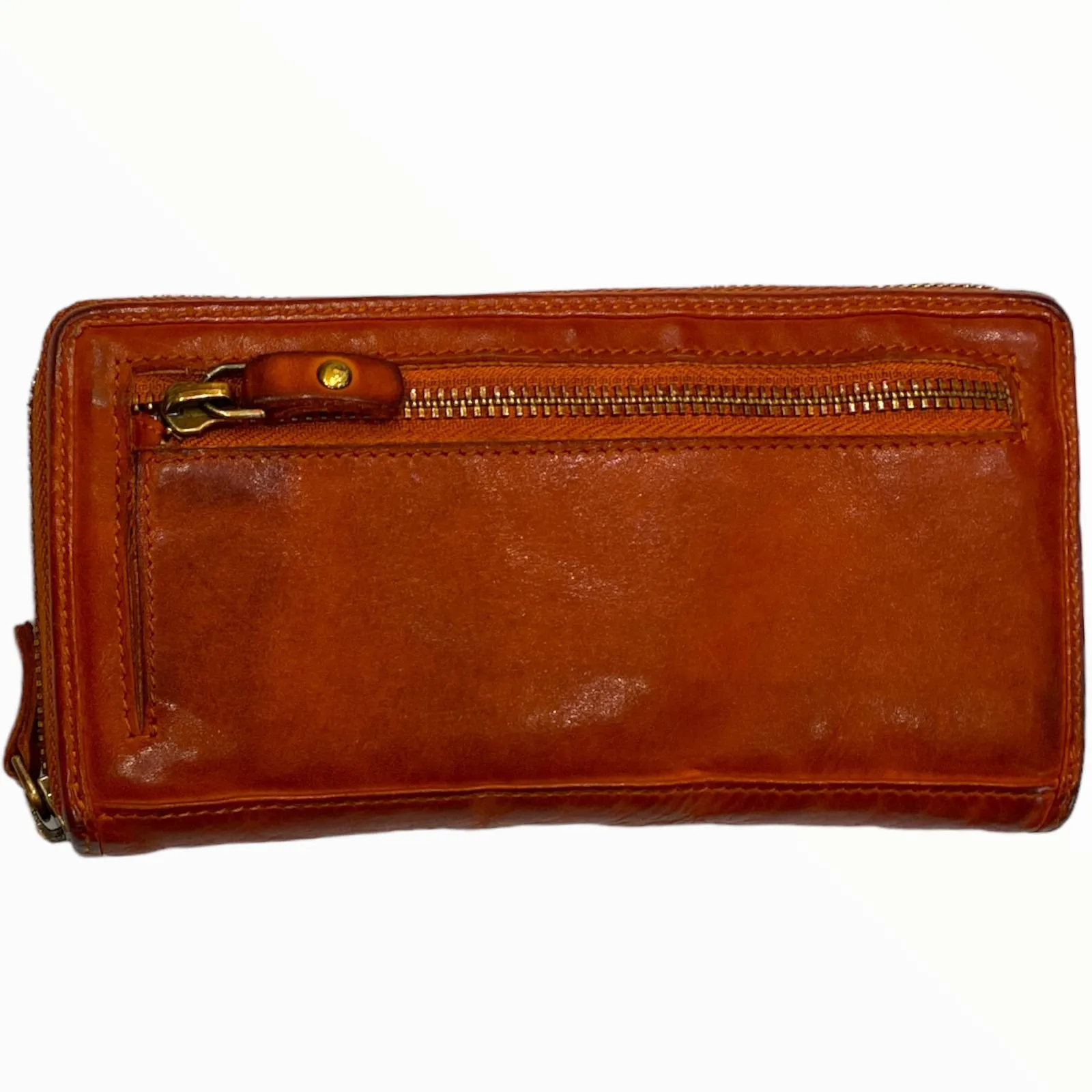 Leather handwoven zip around wallet