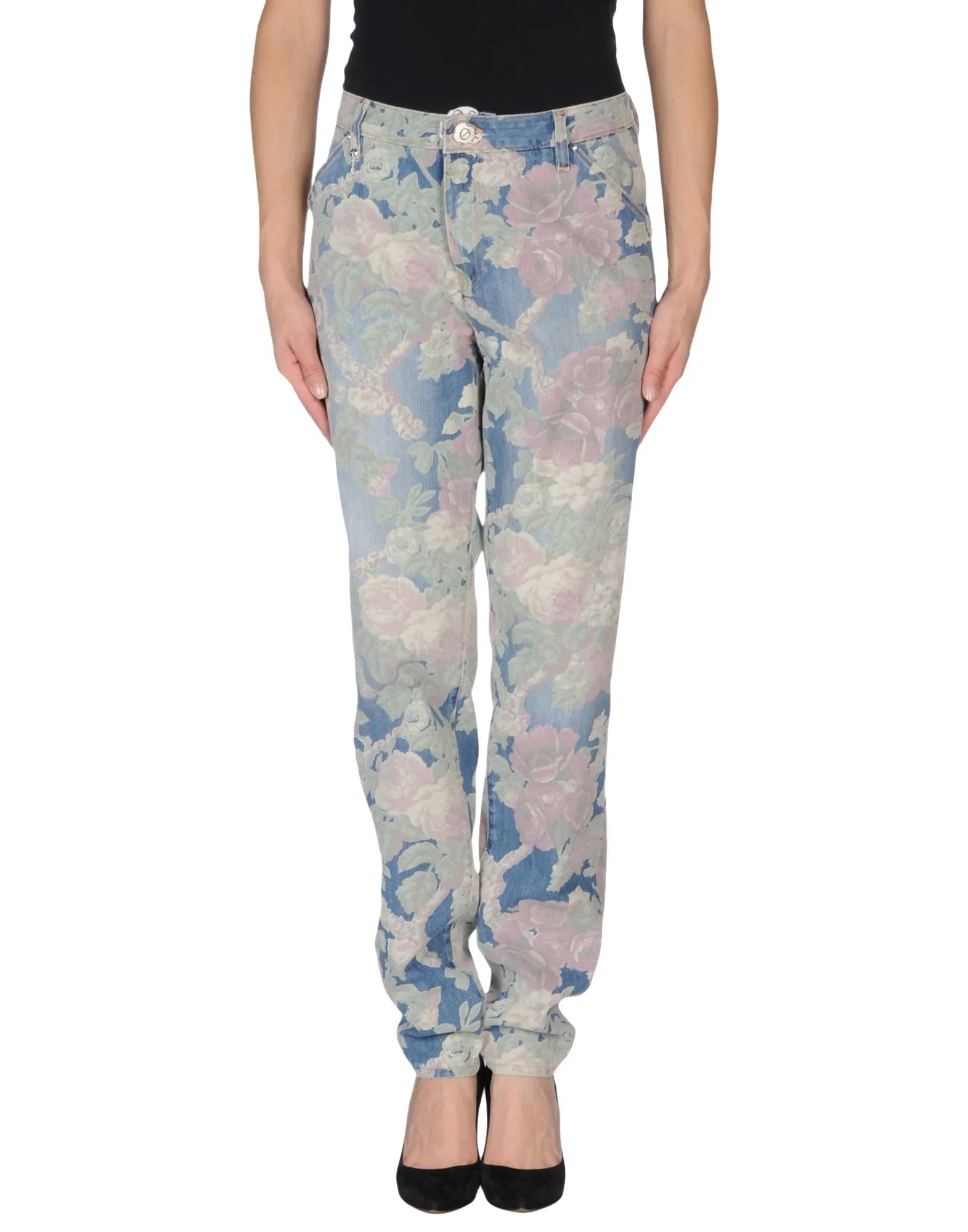LEROCK Women's Multi-Color Straight Leg Floral Printed Denim Jeans Sz 26 NEW