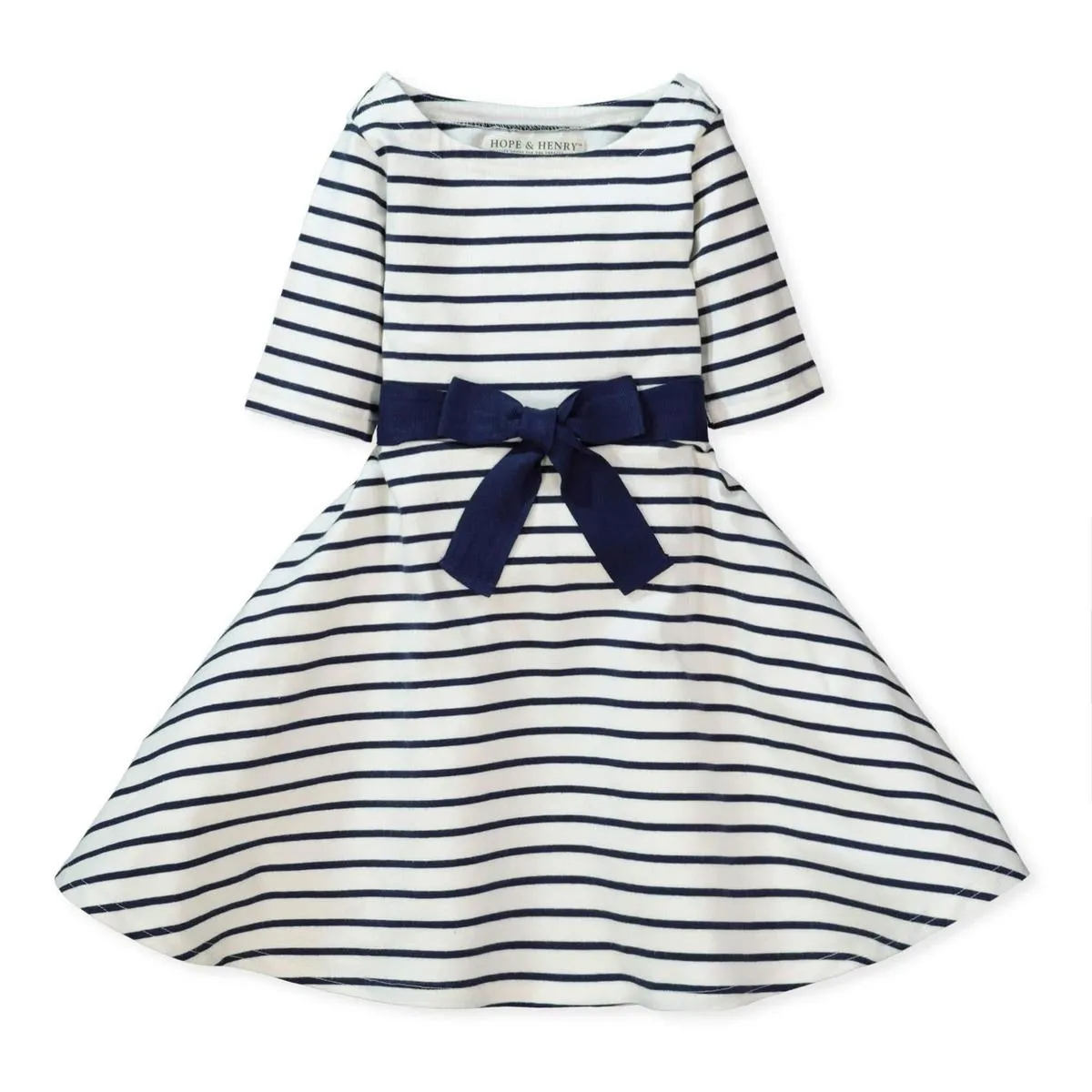 Lightweight Skater Dress - White & Navy Stripe