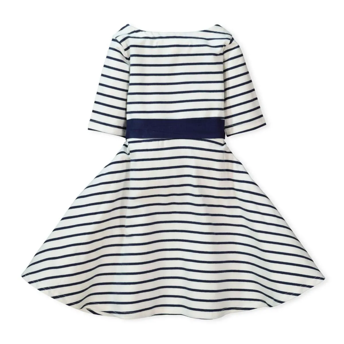 Lightweight Skater Dress - White & Navy Stripe