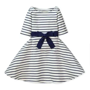 Lightweight Skater Dress - White & Navy Stripe