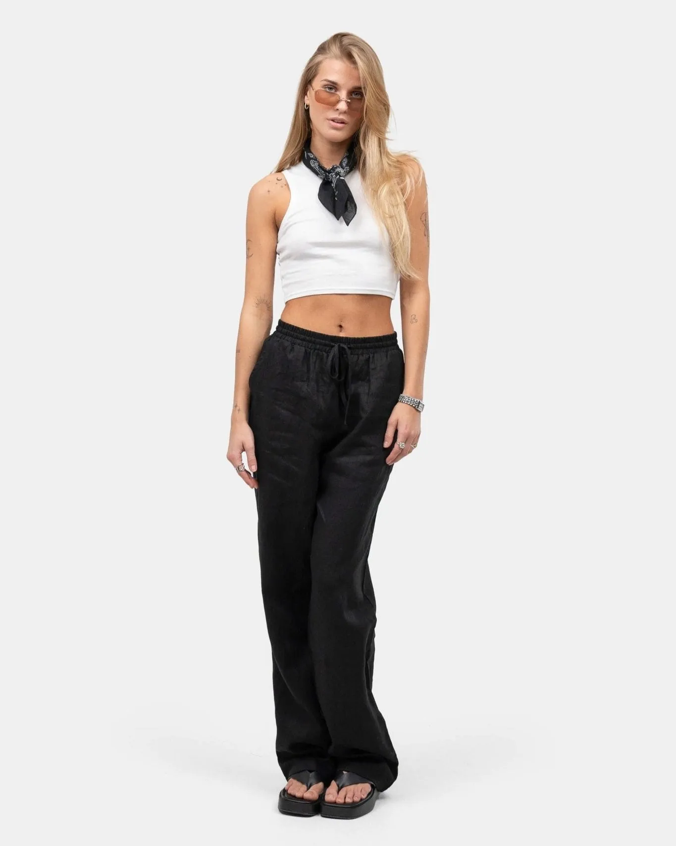 Linen Pants High-waisted Black