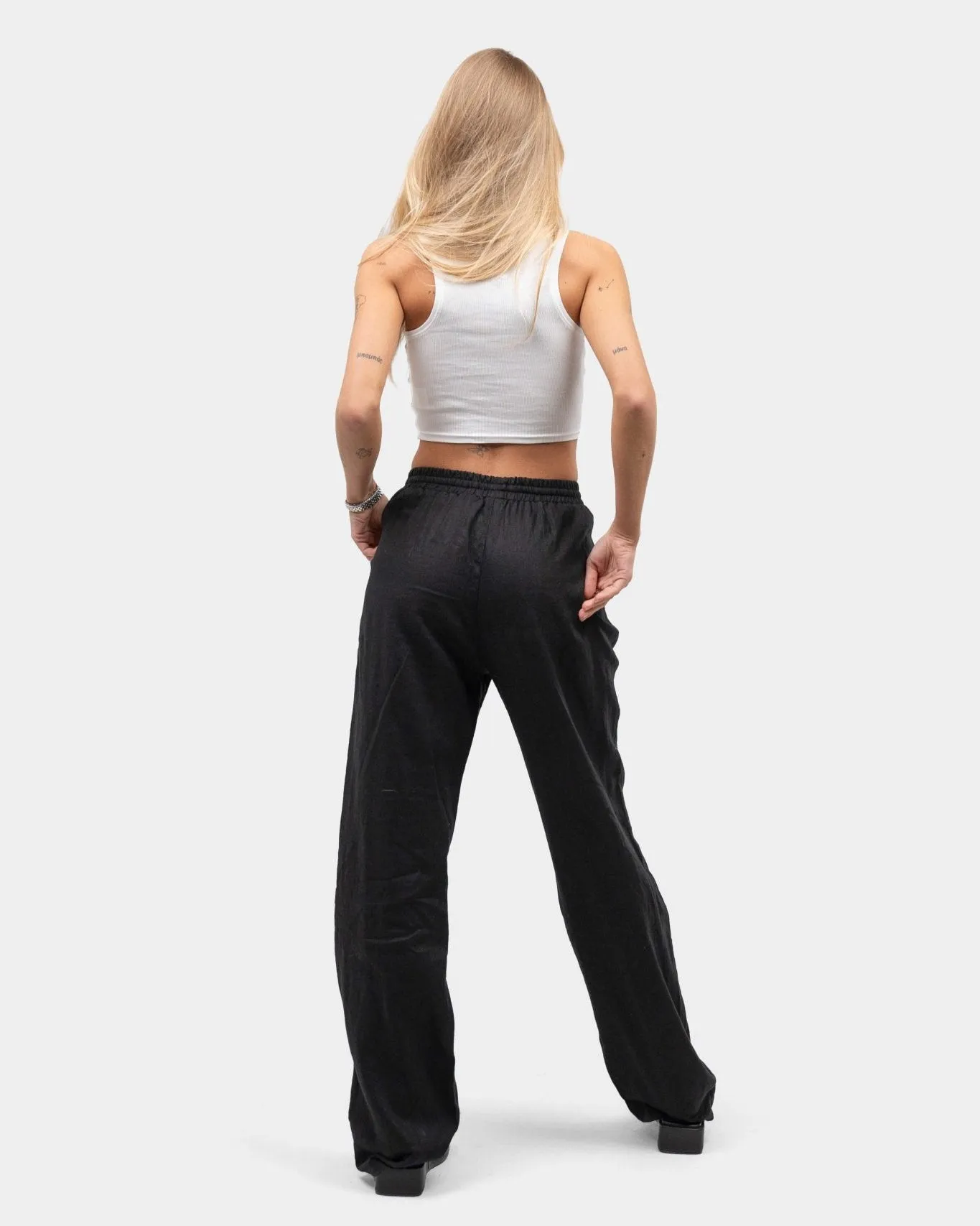 Linen Pants High-waisted Black