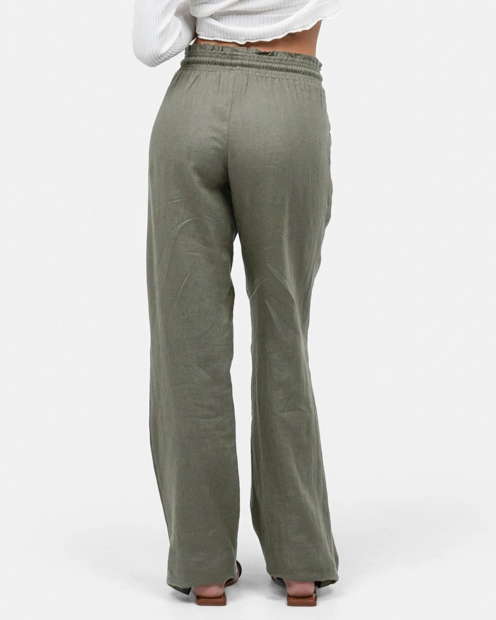 Linen Pants Low-Waisted Army