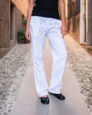 Linen Pants Low-Waisted White