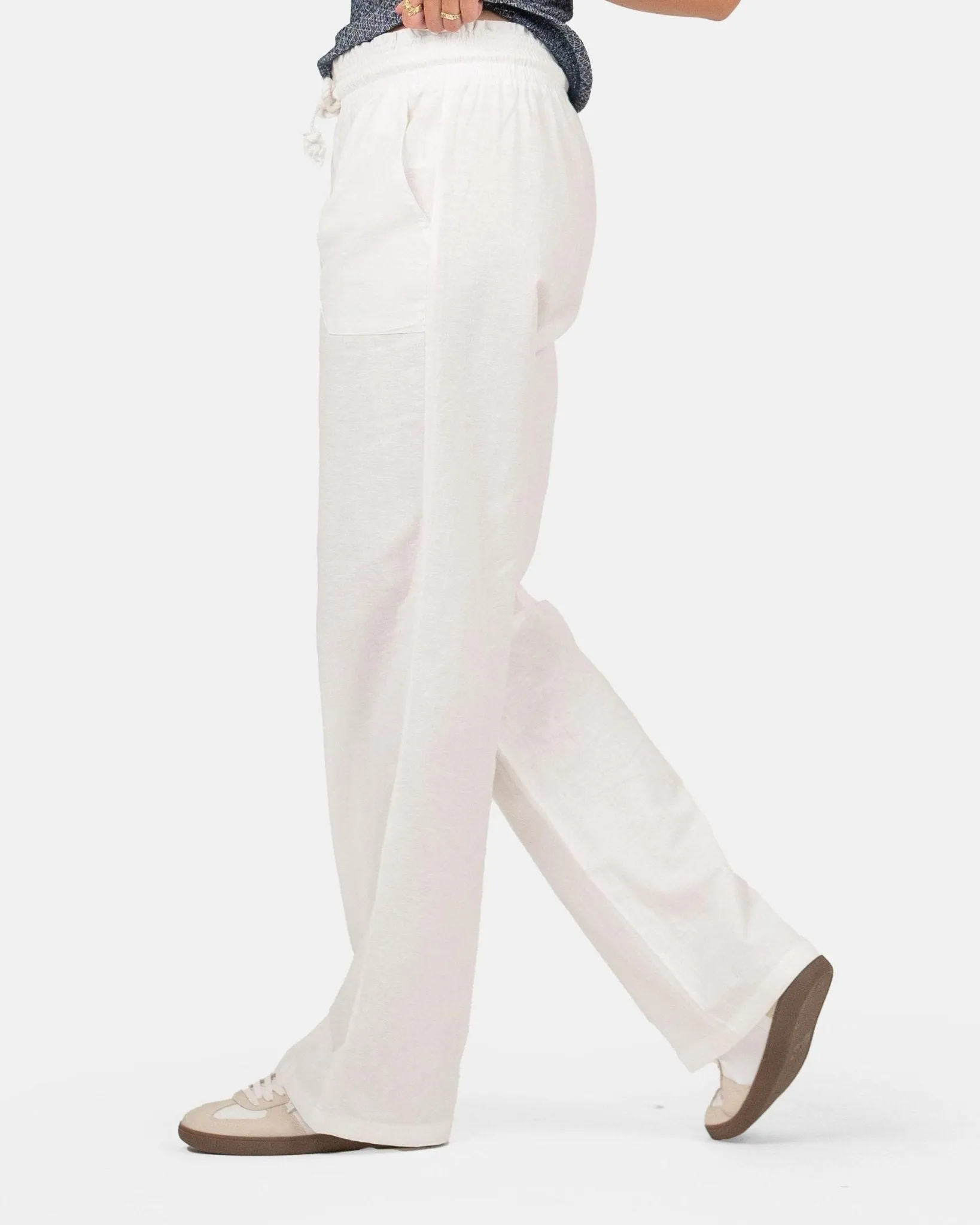 Linen Pants Low-Waisted White