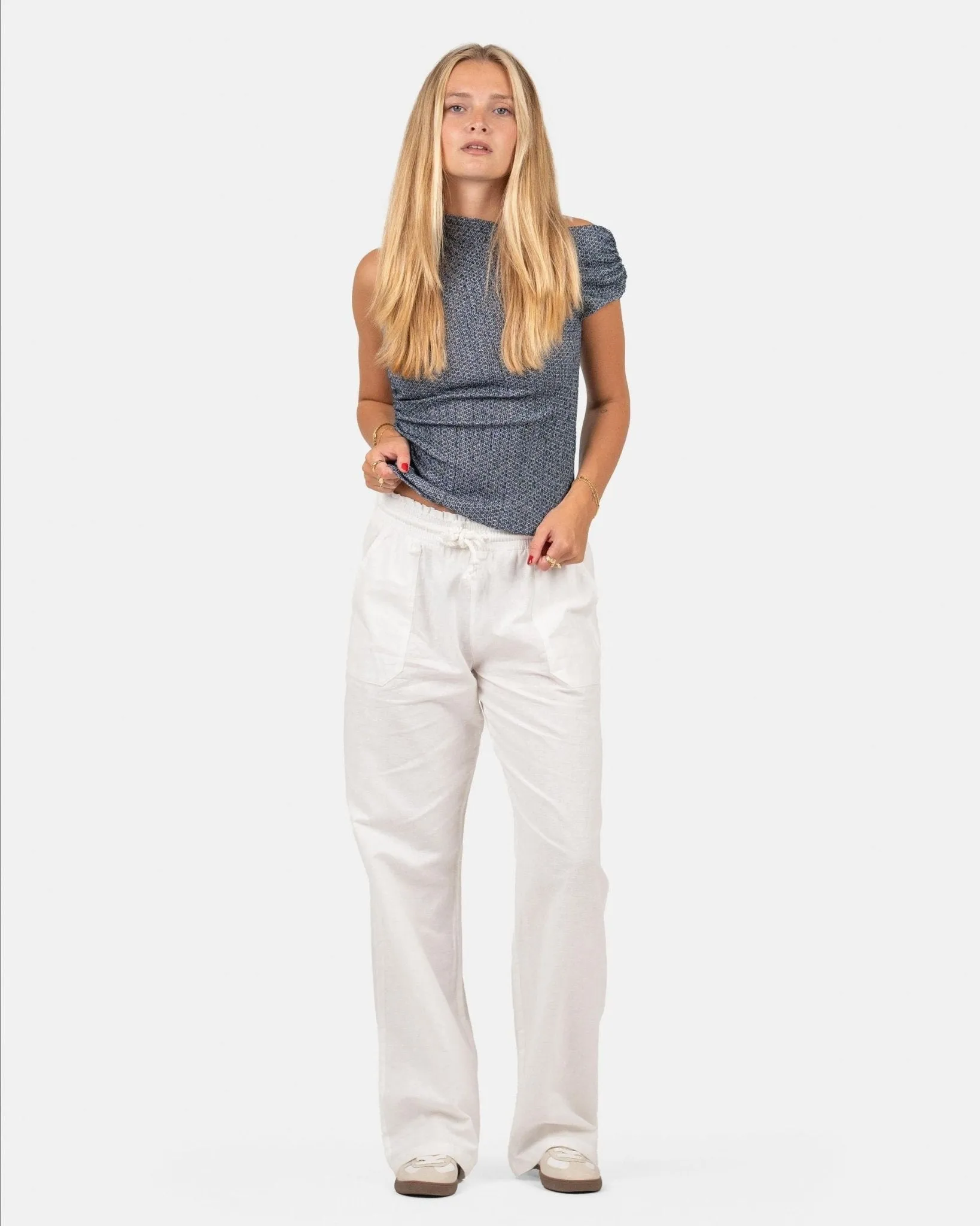 Linen Pants Low-Waisted White