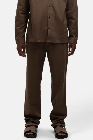 LINEN STRAIGHT LEG PANTS BROWN
