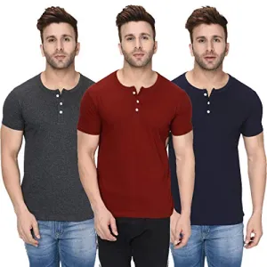 London Hills Men's Regular Fit T-Shirt(Pack of 3) (LH_T_HF_510_14_15_SIZE_L_Blue_Large)