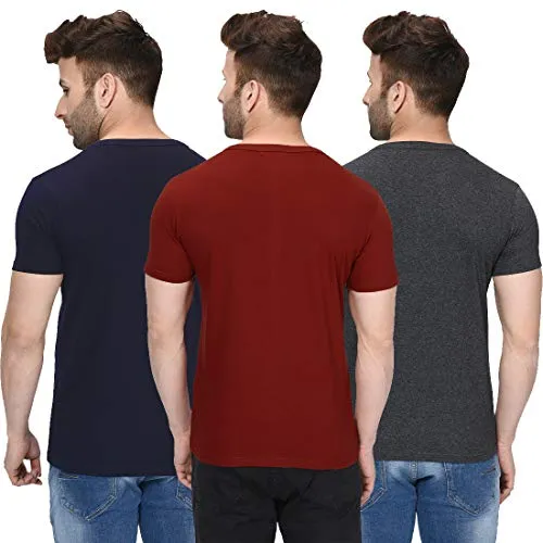 London Hills Men's Regular Fit T-Shirt(Pack of 3) (LH_T_HF_510_14_15_SIZE_L_Blue_Large)