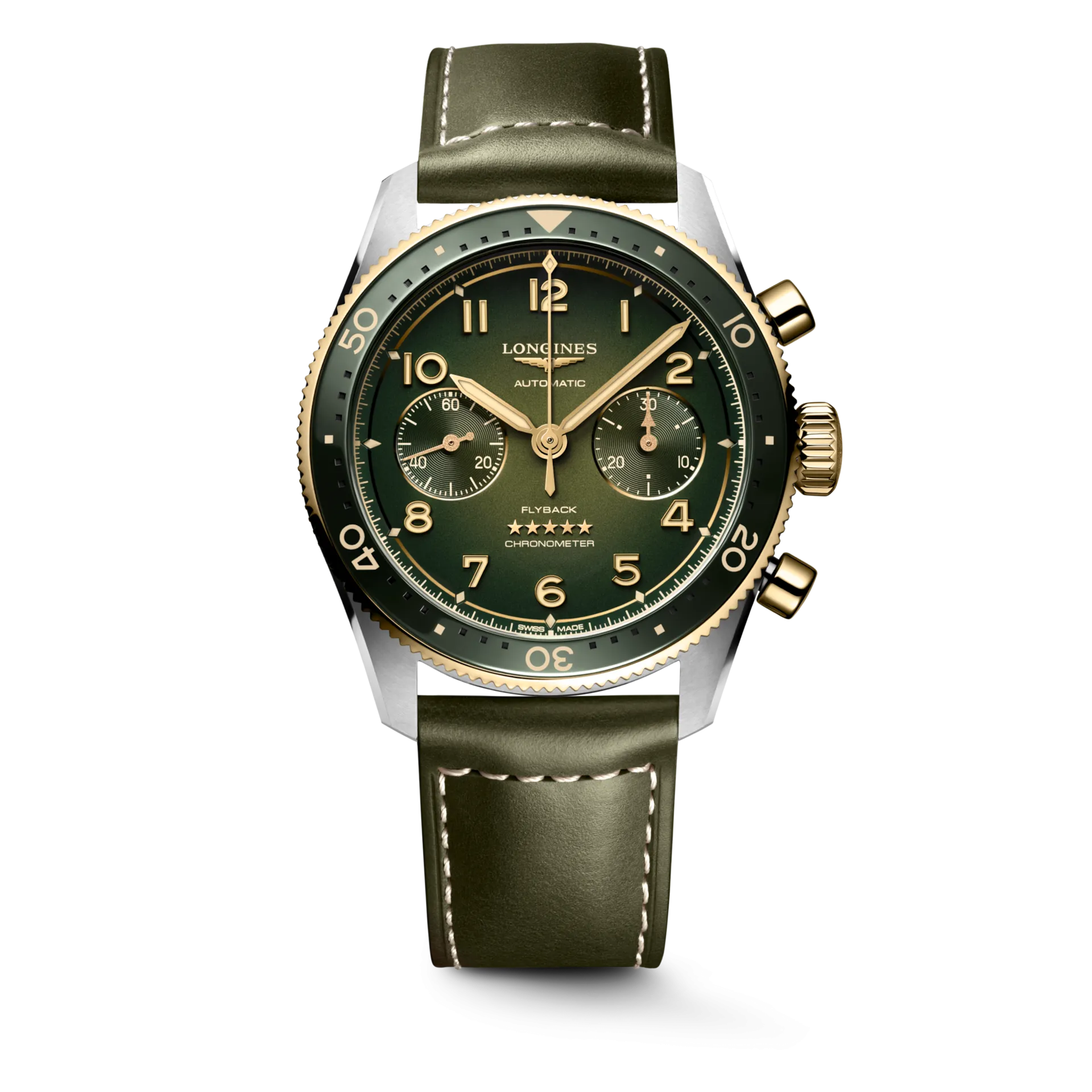 Longines Spirit Flyback 42mm Chronograph Green Sunray Men's Watch L38215532
