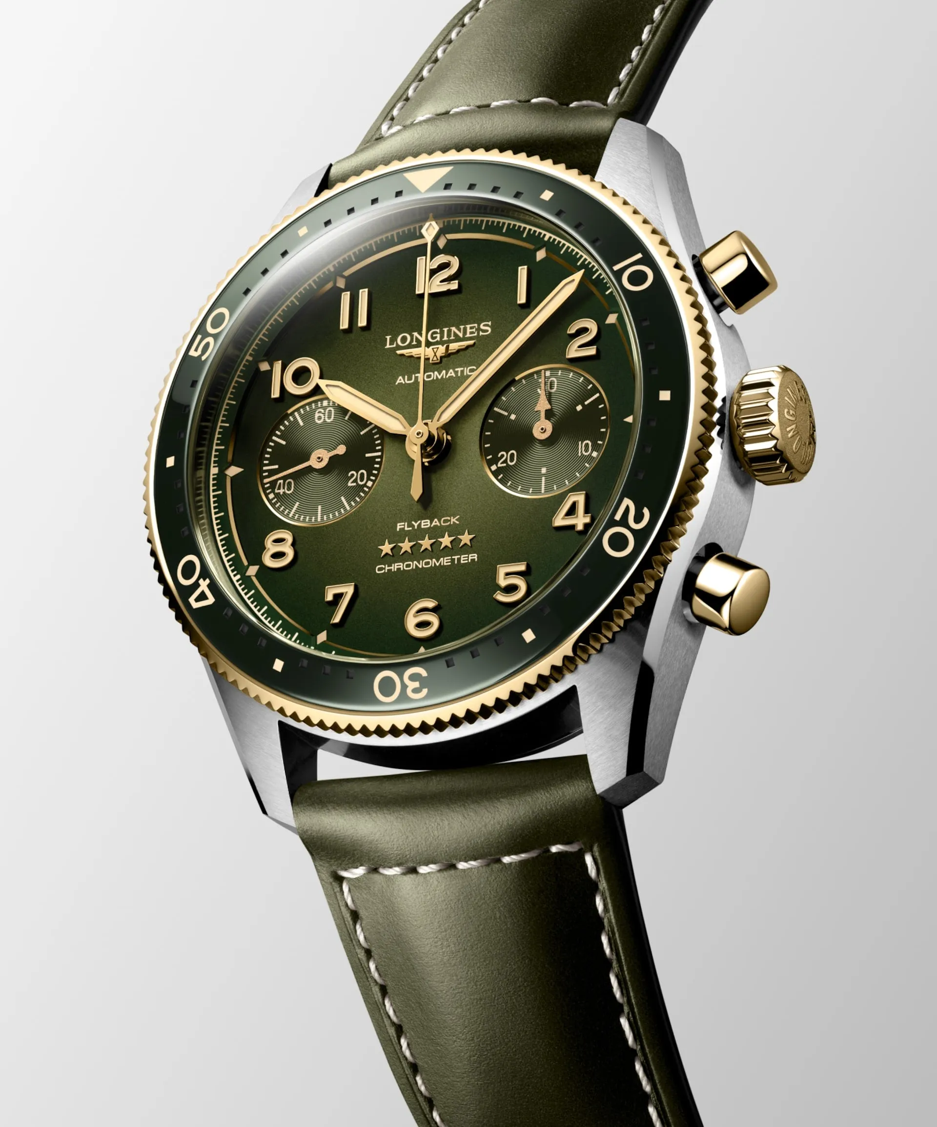 Longines Spirit Flyback 42mm Chronograph Green Sunray Men's Watch L38215532