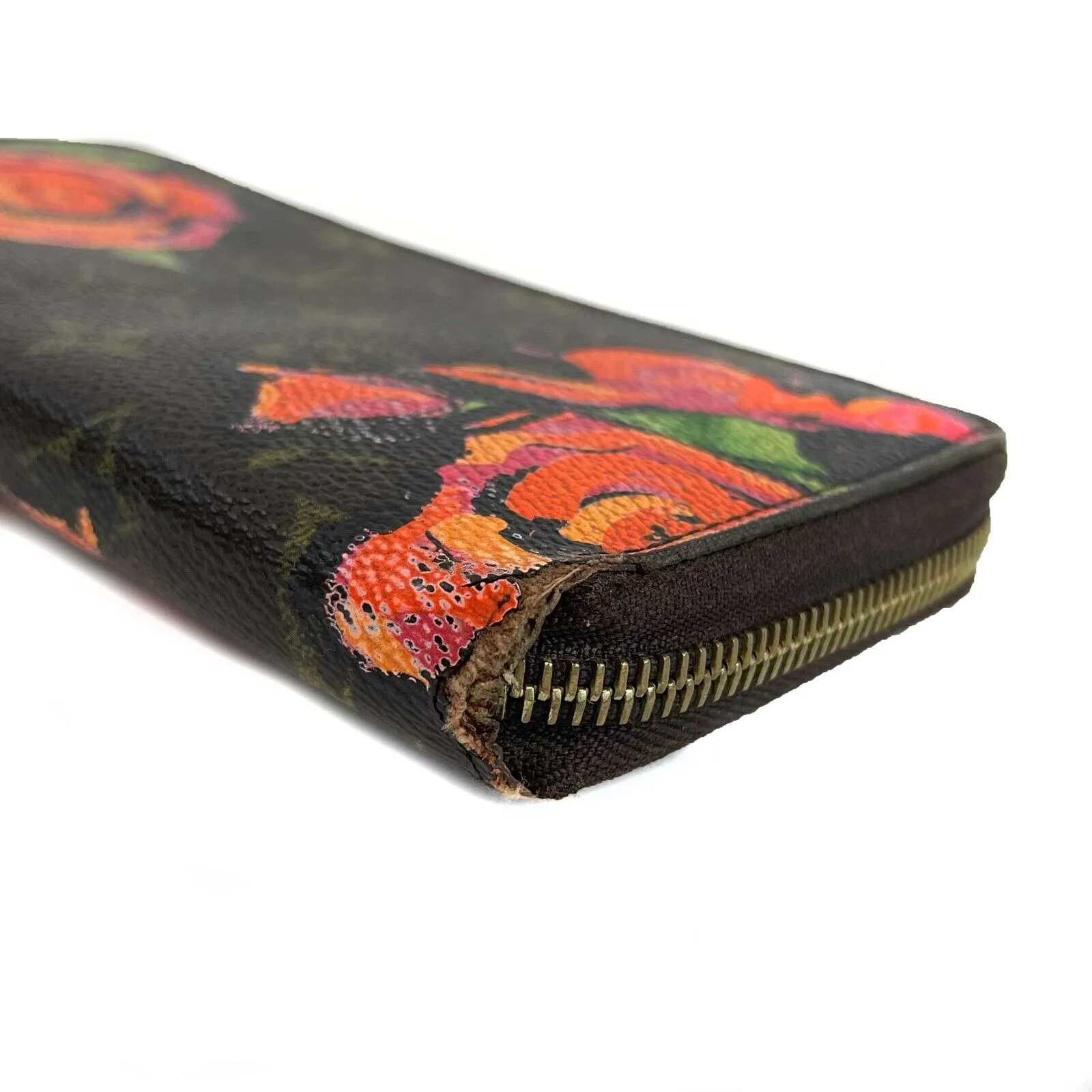Louis Vuitton - Monogram Roses Zippy Brown Wallet - Zip Around Card Holder