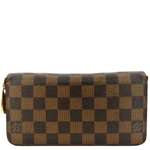 LOUIS VUITTON Zip Around Damier Ebene Wallet Brown