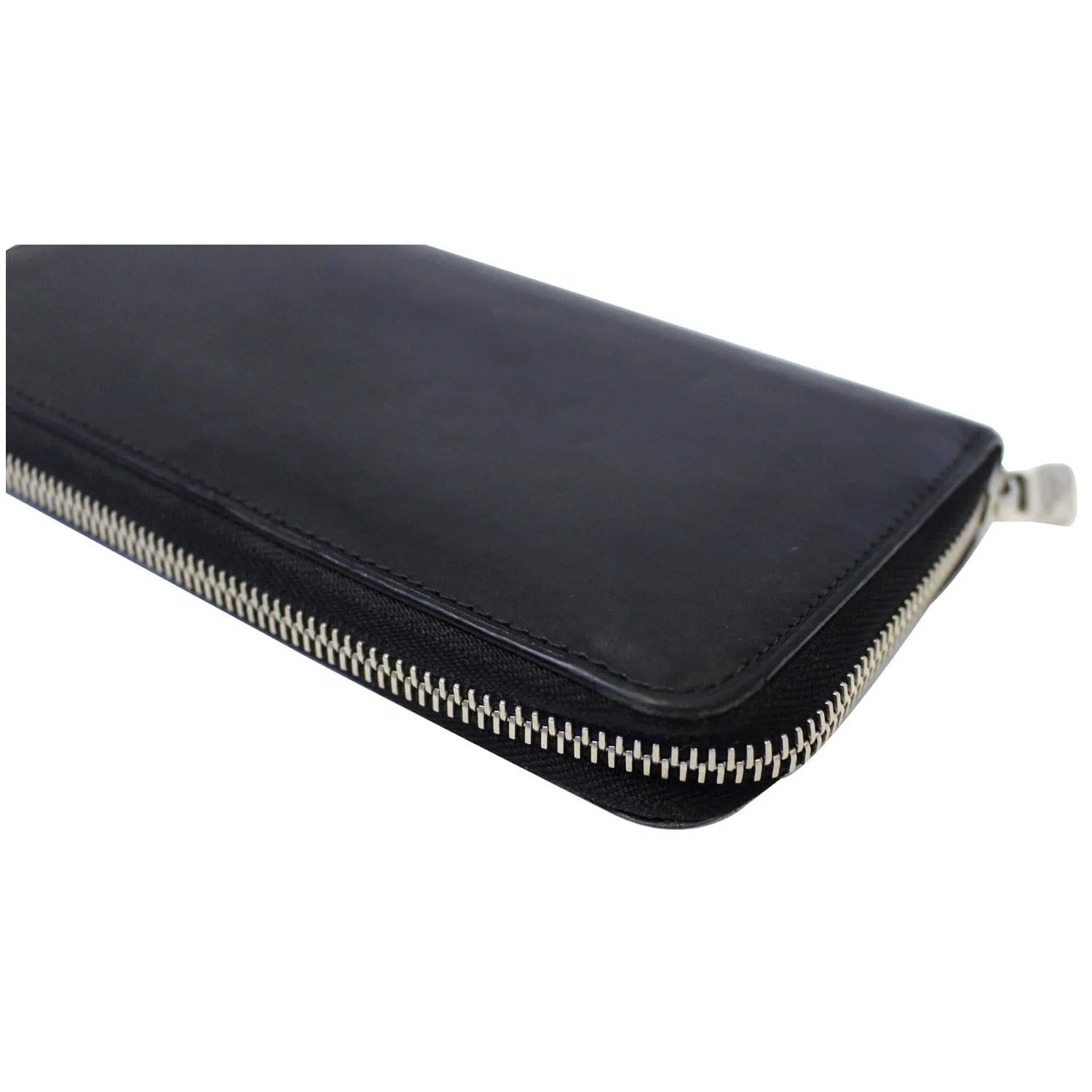 LOUIS VUITTON Zip Around Leather Wallet Black