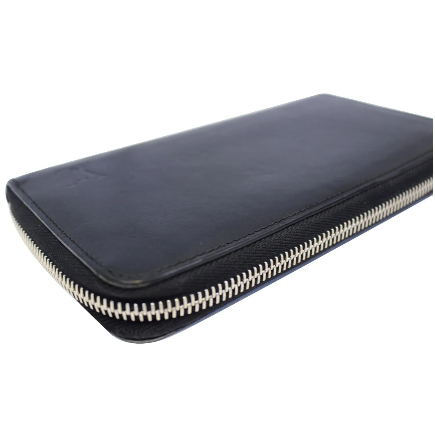 LOUIS VUITTON Zip Around Leather Wallet Black
