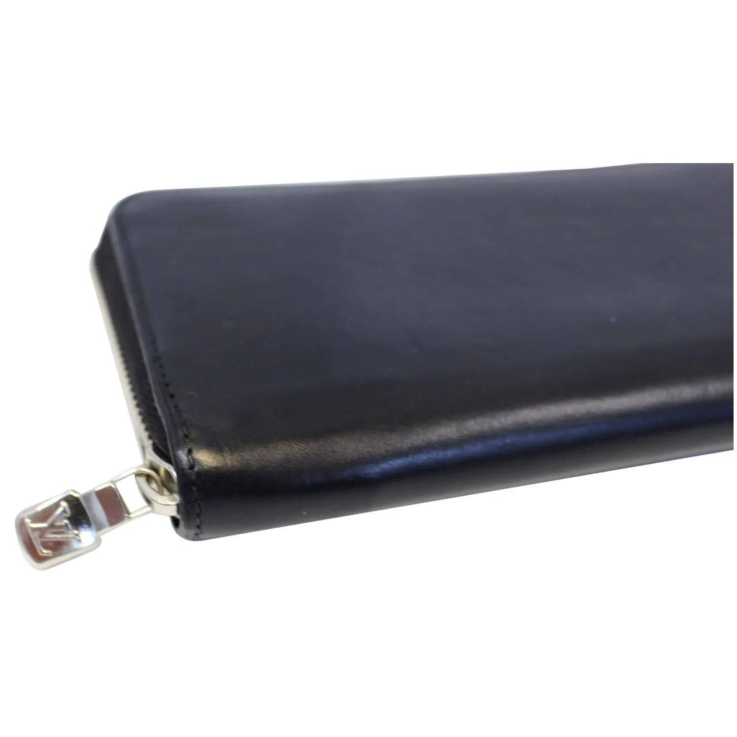 LOUIS VUITTON Zip Around Leather Wallet Black