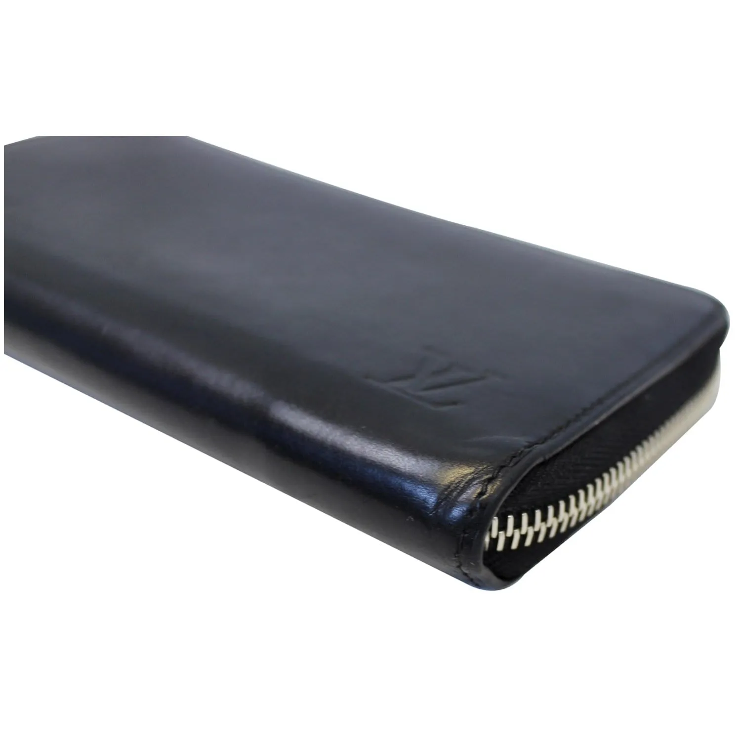 LOUIS VUITTON Zip Around Leather Wallet Black