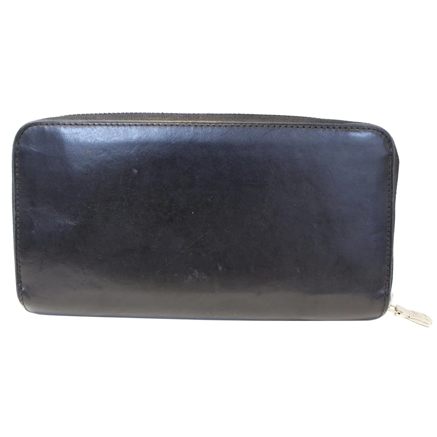 LOUIS VUITTON Zip Around Leather Wallet Black