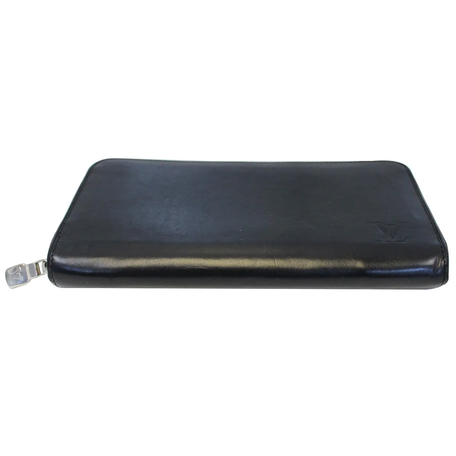 LOUIS VUITTON Zip Around Leather Wallet Black