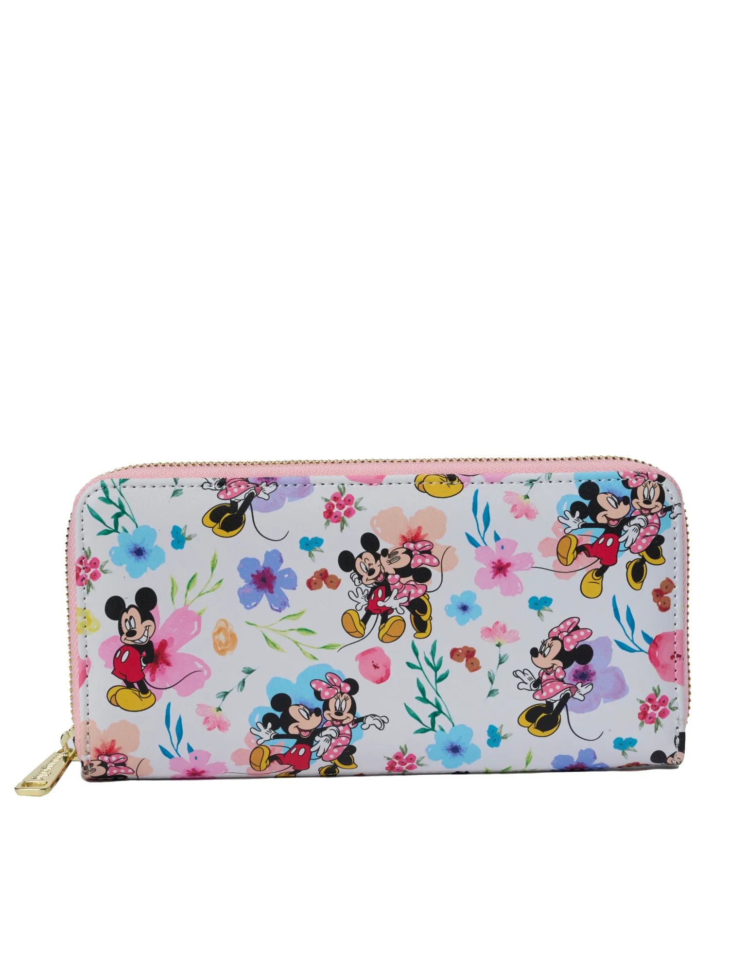Loungefly x Disney Women's Mickey & Minnie Mouse Floral Zip Around Wallet