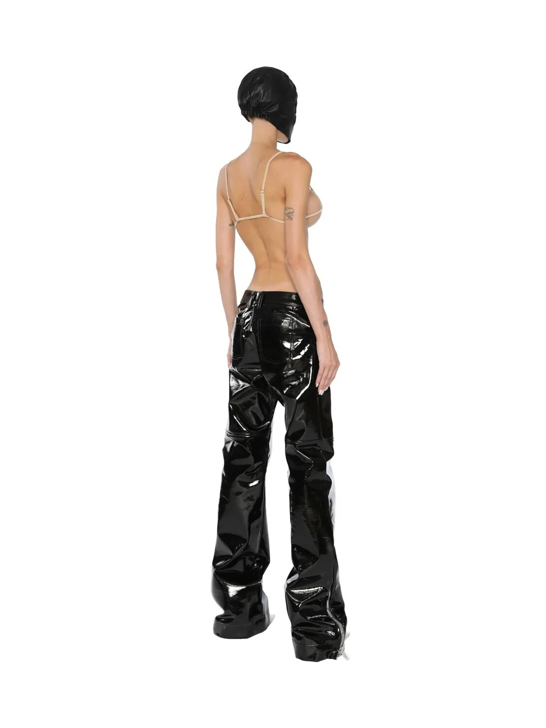 Low-rise lacquer leather pants