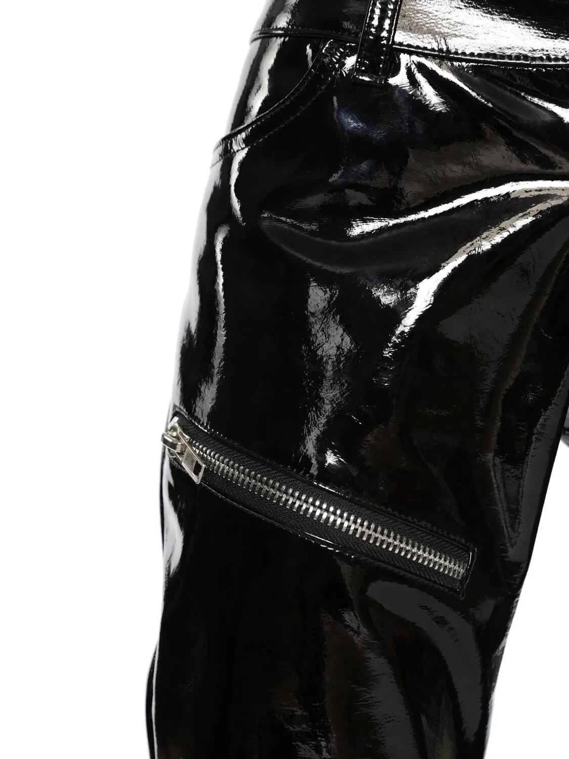 Low-rise lacquer leather pants