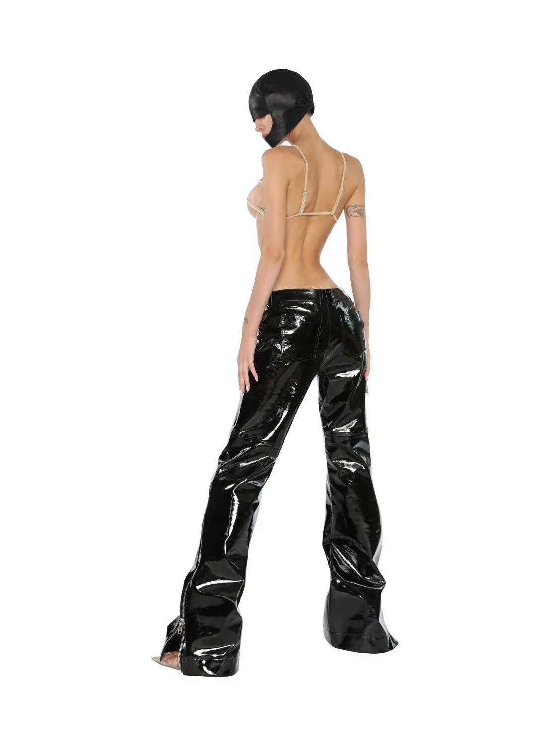 Low-rise lacquer leather pants