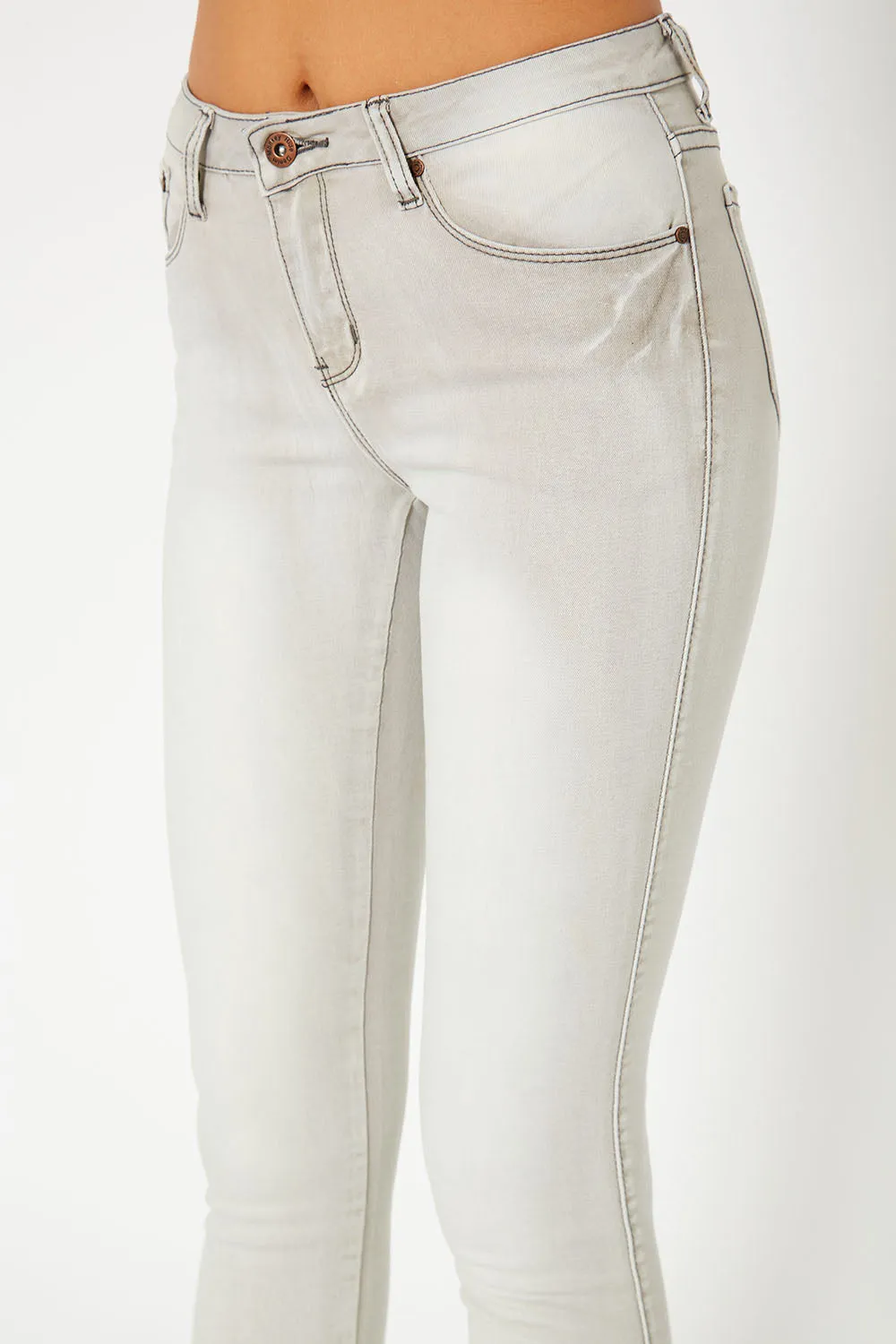Low rise skinny pants in grey