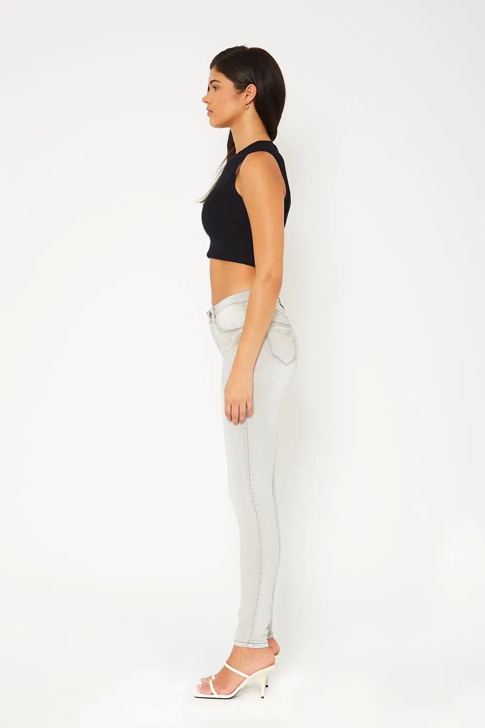 Low rise skinny pants in grey