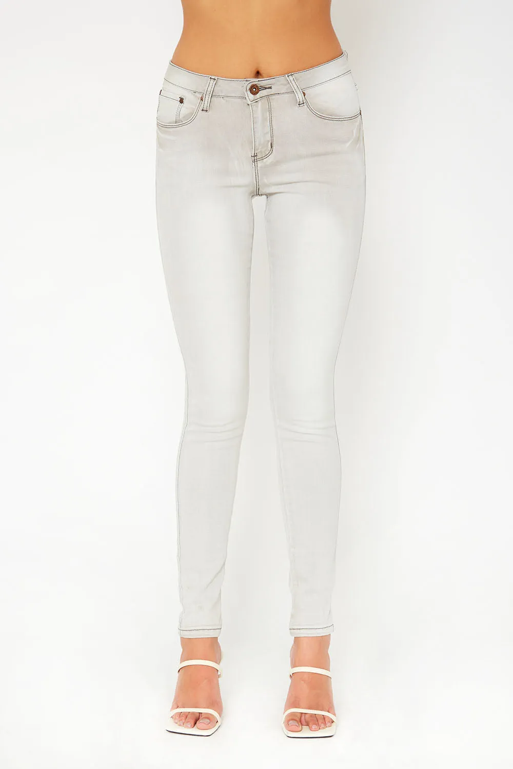 Low rise skinny pants in grey